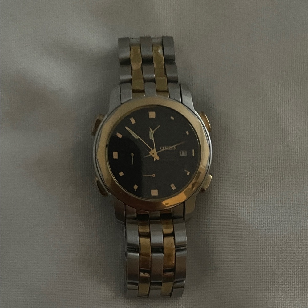 Citizen Two-Tone Silver and Gold Watch with Black Dial